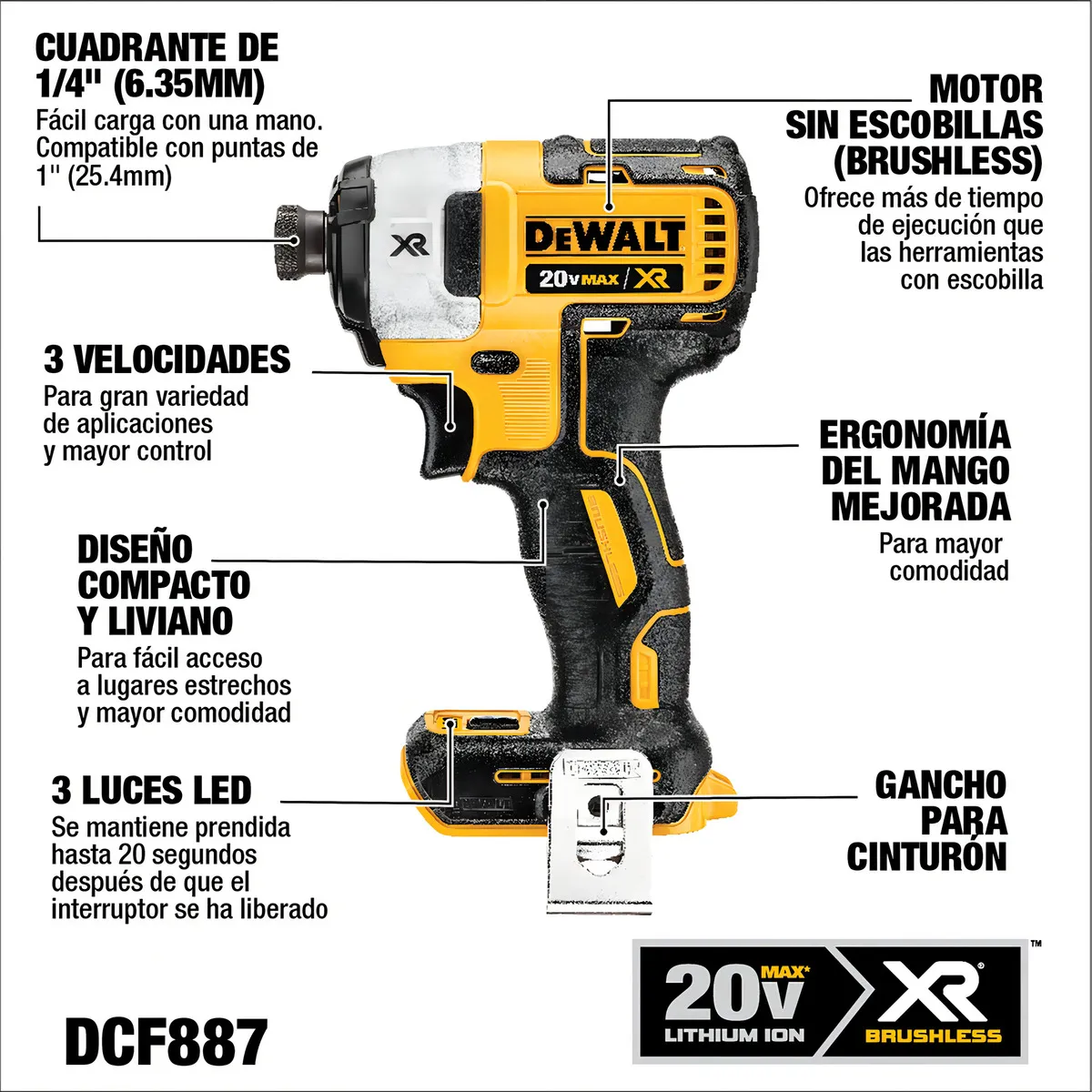 Diagrama técnico DCF887 - Atornillador de impacto con motor brushless