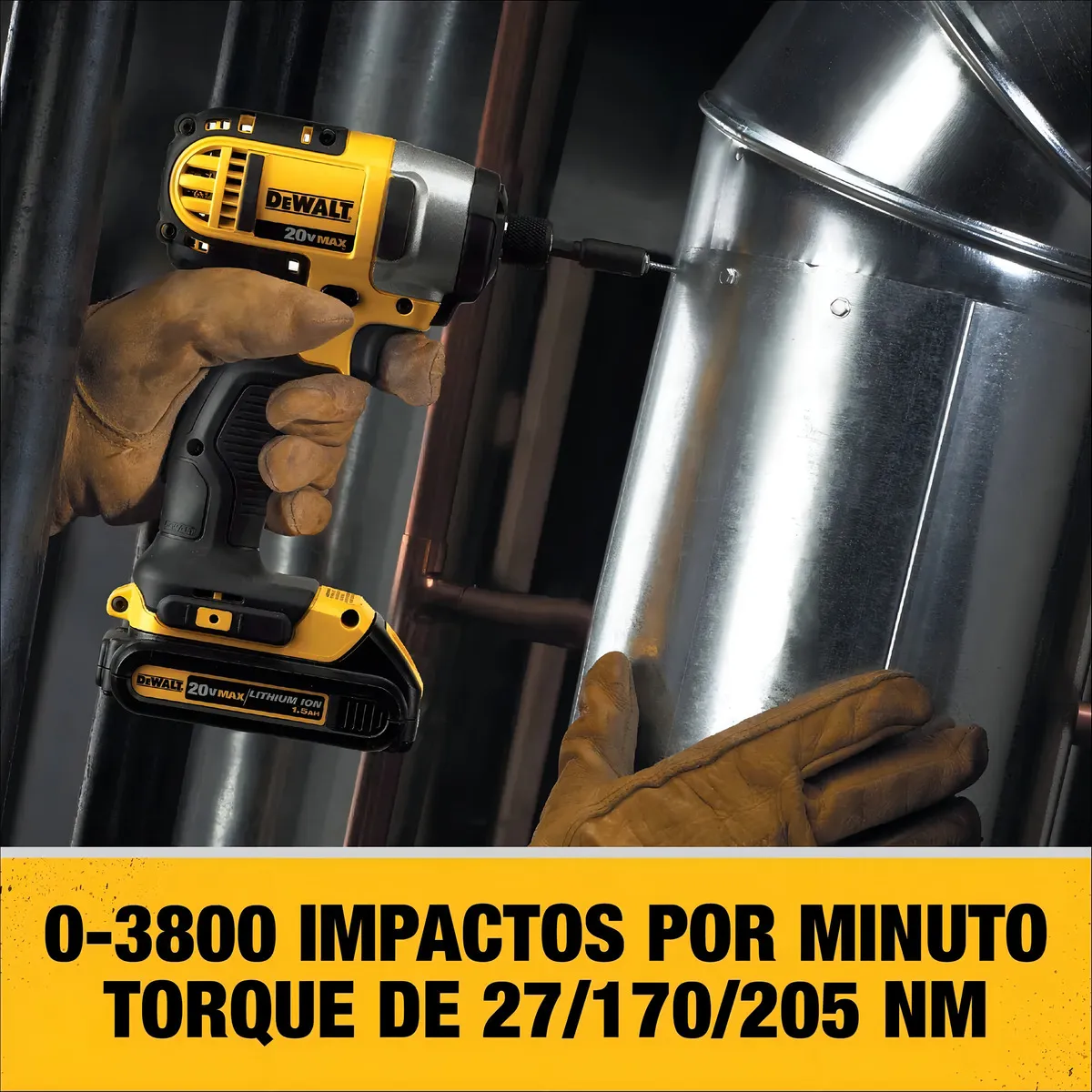 Atornillador de impacto DEWALT en uso - 0-3800 impactos por minuto